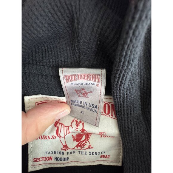 NWOT True Religion Mens Older Hoodie Jacket XL Black W/Graphics Comfy Casual - Picture 6 of 13